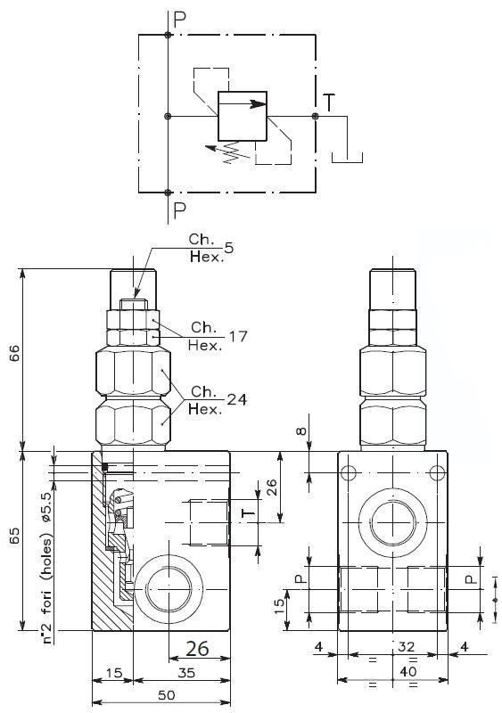 Limiteur de pression hydraulique simple 3/8 - 50 à 350 bar - LUEN  002.134.0X0
