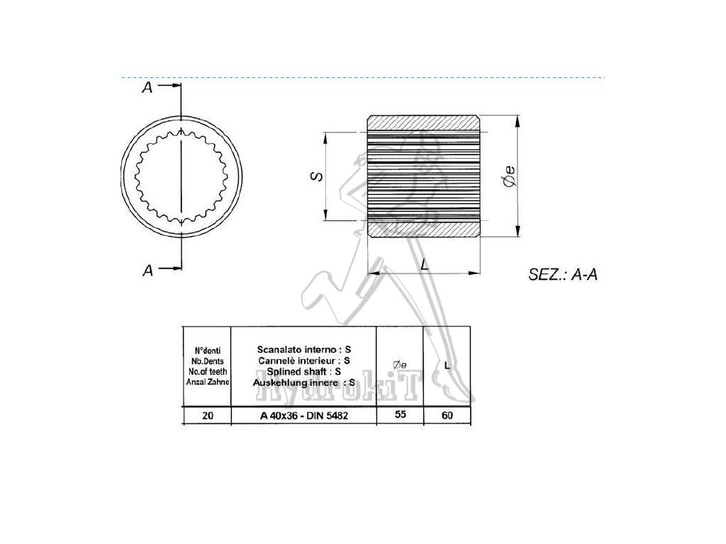 Manchon Cannelé DIN 5482 - Dimensions A 25 X 22 - 14 Dents - Neuf - Marque Flowfit