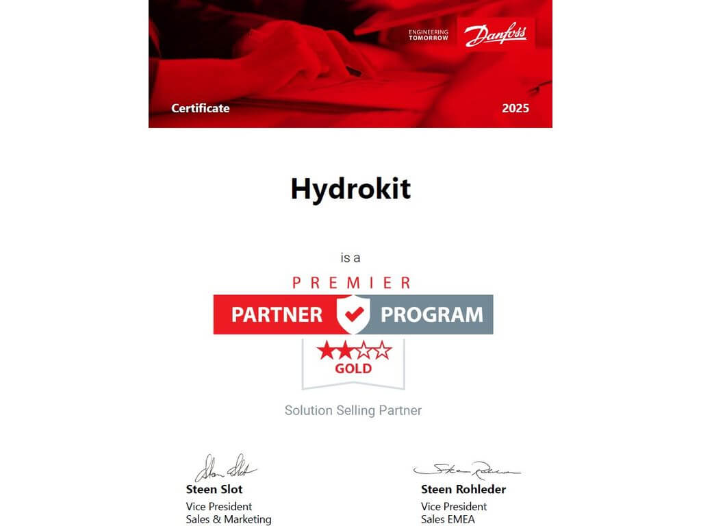 Certificate Danfoss Partner Program Hydrokit