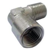 Coude mâle/femelle 90° pneumatique - mâle G3/8 BSPT - Fem G3/8 BSPP - laiton nickelé