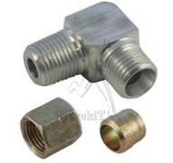 Coude male 6LL - M6x100 conique - équipé bague + écrou - Acier