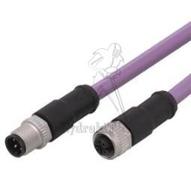 Cordon surmoulé M12 - 5 pts - droit mâle / droit femelle - 1m - PUR Bus Can