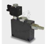 Limiteur de pression G1/2 + Bypass NO 24v 90L 50-220bar - Alu - avec bobine