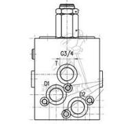 Limiteur de pression 3/4 flasquable sur OMT 5 à 210 bar - Alu - une cartouche + retour