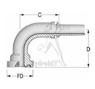 Nipple Ø25mm - Collet SAE6000 PSI 1-1/4 90° interlock - sans dénudage