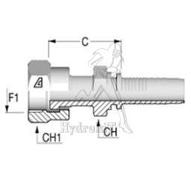 Nipple Ø25mm - Fem ORFS 1-7/16 interlock - sans dénudage