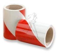 Adhesif 141mm rouge/blanc réflechissant - Classe 2 (B) - 18 mètres