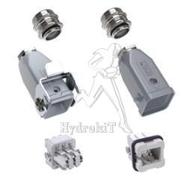 Connecteur 6 points avec 2 prises droites (levier & ergots) + inserts M/F + presse-etoupes