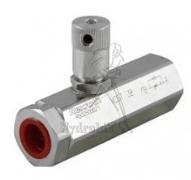 Régulateur de debit en ligne 2 voies 4 à 18 l/min compensé - G3/8' molette 90° - unidirectionnel