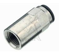 Union mâle pneumatique droit enfichable Ø4 - Femelle G1/8 BSPP - laiton nickelé / Résine