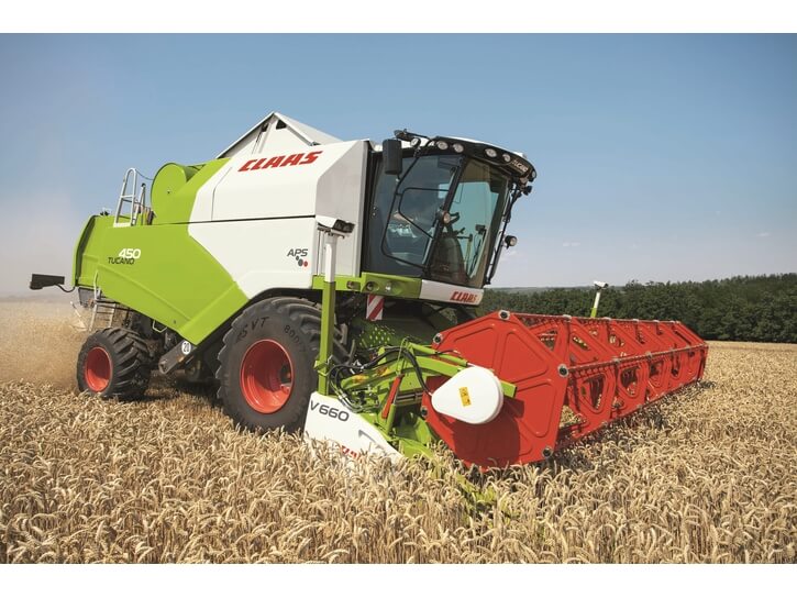 Combine harvester in the field